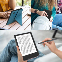 kwmobile Étui Compatible avec Kobo Libra Colour Coque - Étui à Rabat magnétique Tablette eReader Similicuir - Noir
