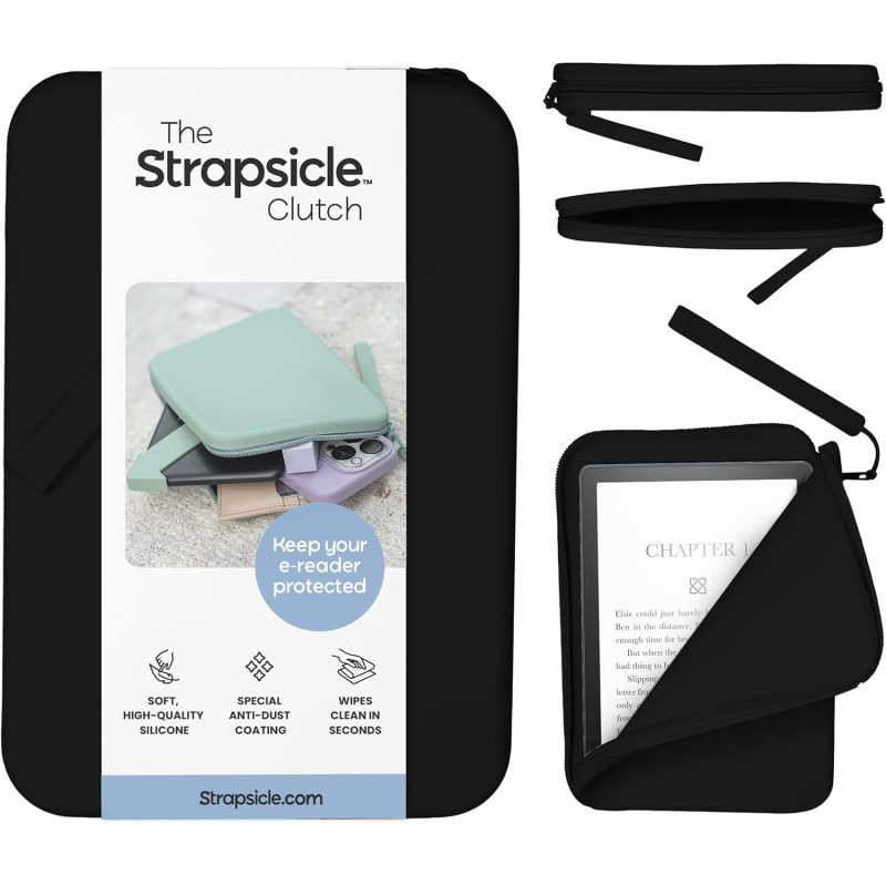 Pochette en silicone strapsicle pour kindle et liseuses électroniques – sac multi-usages pour téléphone, portefeuille et clés – 