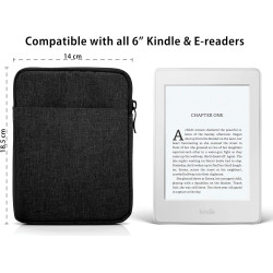 Mygadget pochette nylon pour tablette jusqu'à 6 pouces - protection pour 17 x 12,5 cm - ex. kindle paperblanc - soft touch noir