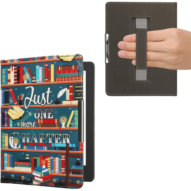 kwmobile Étui Compatible avec Kobo Aura H2O Edition 2 Coque - Étui à Rabat magnétique Tablette eReader Similicuir avec Sangle - 