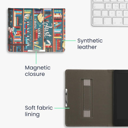 kwmobile Étui Compatible avec Kobo Aura H2O Edition 2 Coque - Étui à Rabat magnétique Tablette eReader Similicuir avec Sangle - 
