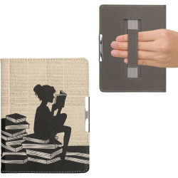 Kwmobile étui compatible avec kobo aura h2o edition 2 coque - étui à rabat magnétique tablette ereader similicuir avec sangle - 