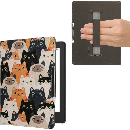 Kwmobile étui compatible avec kobo aura h2o edition 2 coque - étui à rabat magnétique tablette ereader similicuir avec sangle - 