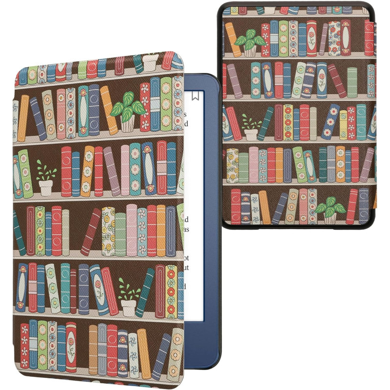kwmobile Étui Compatible avec Amazon Kindle (2022/2024) Coque - Étui à Rabat magnétique Tablette eReader Similicuir - Bleu-Vert-