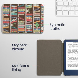 kwmobile Étui Compatible avec Amazon Kindle (2022/2024) Coque - Étui à Rabat magnétique Tablette eReader Similicuir - Bleu-Vert-