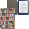 kwmobile Étui Compatible avec Amazon Kindle (2022/2024) Coque - Étui à Rabat magnétique Tablette eReader Similicuir - Bleu-Vert-