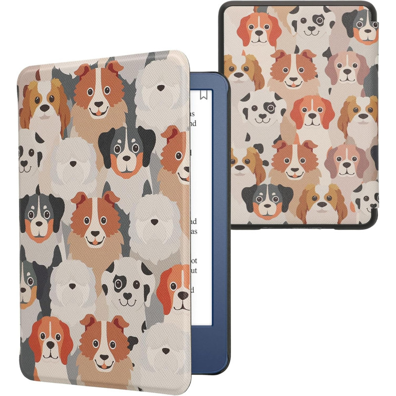 kwmobile Étui Compatible avec Amazon Kindle (2022/2024) Coque - Étui à Rabat magnétique Tablette eReader Similicuir - Blanc-Marr