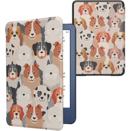 kwmobile Étui Compatible avec Amazon Kindle (2022/2024) Coque - Étui à Rabat magnétique Tablette eReader Similicuir - Blanc-Marr