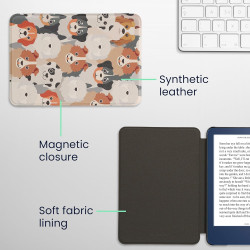 kwmobile Étui Compatible avec Amazon Kindle (2022/2024) Coque - Étui à Rabat magnétique Tablette eReader Similicuir - Blanc-Marr