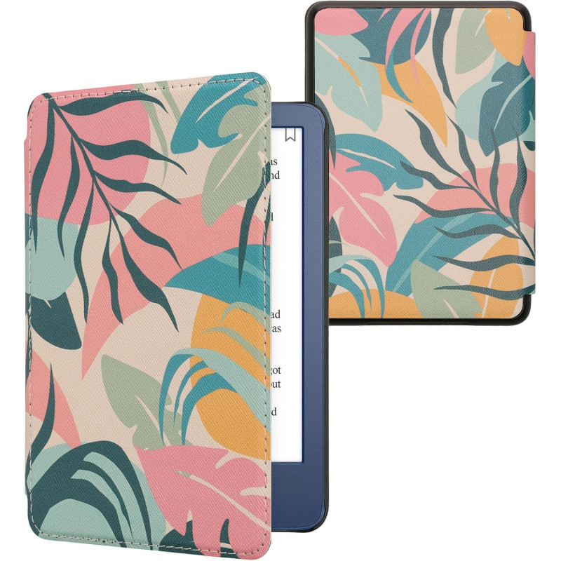 kwmobile Étui Compatible avec Amazon Kindle (2022/2024) Coque - Étui à Rabat magnétique Tablette eReader Similicuir - Rose Clair