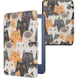 Kwmobile étui compatible avec amazon kindle (2022/2024) coque - étui à rabat magnétique tablette ereader similicuir - orange-noi