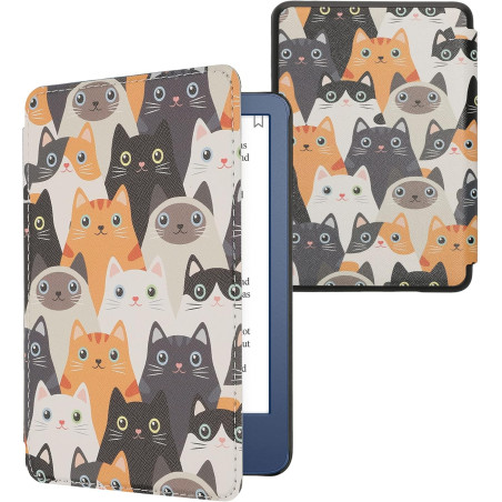 Kwmobile étui compatible avec amazon kindle (2022/2024) coque - étui à rabat magnétique tablette ereader similicuir - orange-noi