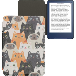 Kwmobile étui compatible avec amazon kindle (2022/2024) coque - étui à rabat magnétique tablette ereader similicuir - orange-noi