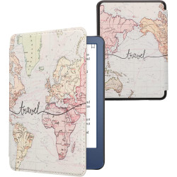 kwmobile Étui Compatible avec Amazon Kindle (2022/2024) Coque - Étui à Rabat magnétique Tablette eReader Similicuir - Noir-Multi