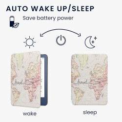 kwmobile Étui Compatible avec Amazon Kindle (2022/2024) Coque - Étui à Rabat magnétique Tablette eReader Similicuir - Noir-Multi