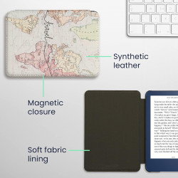 kwmobile Étui Compatible avec Amazon Kindle (2022/2024) Coque - Étui à Rabat magnétique Tablette eReader Similicuir - Noir-Multi