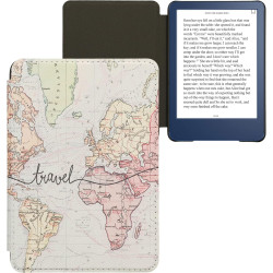 kwmobile Étui Compatible avec Amazon Kindle (2022/2024) Coque - Étui à Rabat magnétique Tablette eReader Similicuir - Noir-Multi