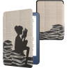 Kwmobile étui compatible avec amazon kindle (2022/2024) coque - étui à rabat magnétique tablette ereader similicuir - noir-beige