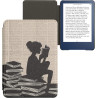 Kwmobile étui compatible avec amazon kindle (2022/2024) coque - étui à rabat magnétique tablette ereader similicuir - noir-beige