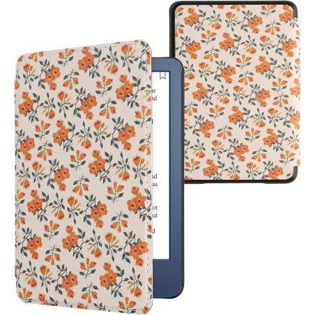 Kwmobile étui compatible avec amazon kindle (2022/2024) coque - étui à rabat magnétique tablette ereader similicuir - jaune-vert