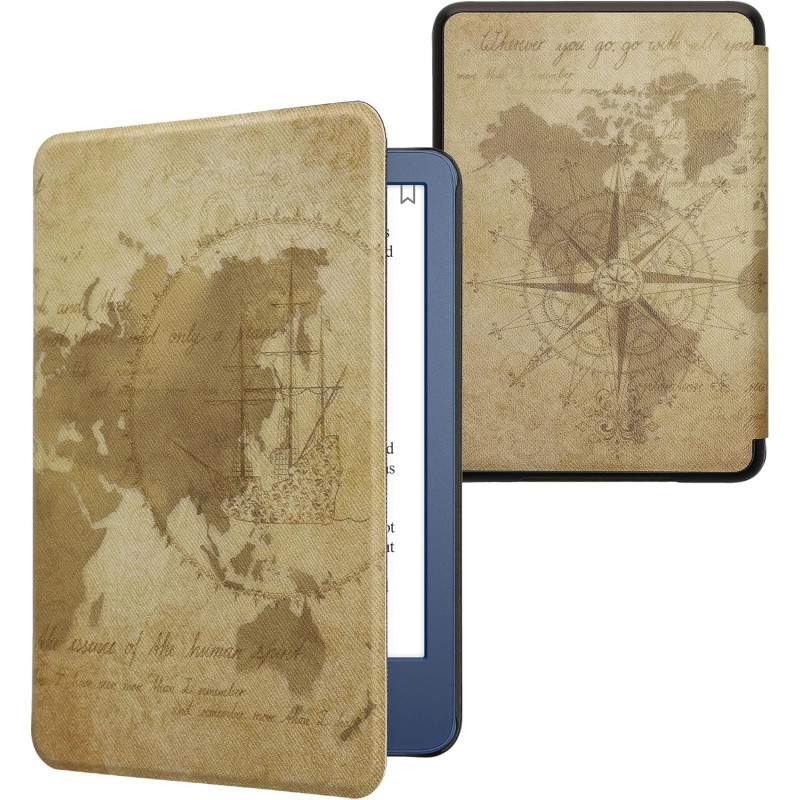 kwmobile Étui Compatible avec Amazon Kindle (2022/2024) Coque - Étui à Rabat magnétique Tablette eReader Similicuir - Marron-Mar