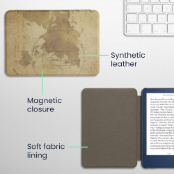 kwmobile Étui Compatible avec Amazon Kindle (2022/2024) Coque - Étui à Rabat magnétique Tablette eReader Similicuir - Marron-Mar