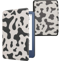 kwmobile Étui Compatible avec Amazon Kindle (2022/2024) Coque - Étui à Rabat magnétique Tablette eReader Similicuir - Noir-Blanc