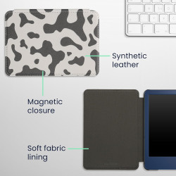 kwmobile Étui Compatible avec Amazon Kindle (2022/2024) Coque - Étui à Rabat magnétique Tablette eReader Similicuir - Noir-Blanc