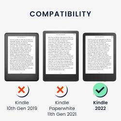 kwmobile Étui Compatible avec Amazon Kindle (2022/2024) Coque - Étui à Rabat magnétique Tablette eReader Similicuir - Noir-Blanc