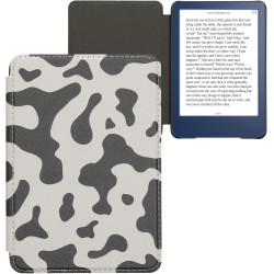 kwmobile Étui Compatible avec Amazon Kindle (2022/2024) Coque - Étui à Rabat magnétique Tablette eReader Similicuir - Noir-Blanc