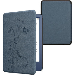 kwmobile Étui Compatible avec Amazon Kindle (2022/2024) Coque - Étui à Rabat magnétique Tablette eReader Similicuir - Bleu foncé
