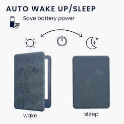kwmobile Étui Compatible avec Amazon Kindle (2022/2024) Coque - Étui à Rabat magnétique Tablette eReader Similicuir - Bleu foncé