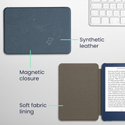 kwmobile Étui Compatible avec Amazon Kindle (2022/2024) Coque - Étui à Rabat magnétique Tablette eReader Similicuir - Bleu foncé