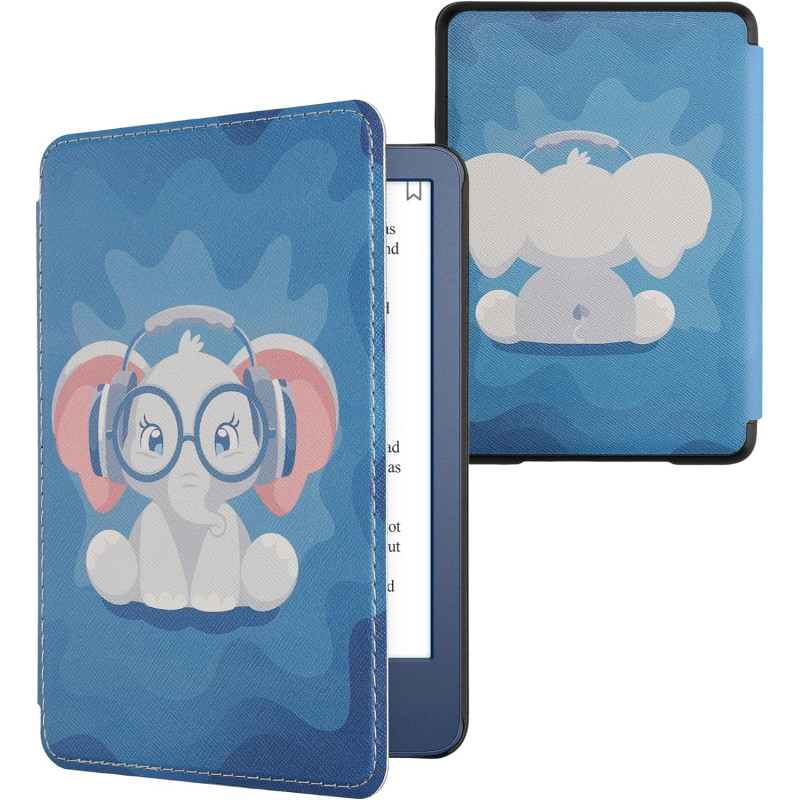 kwmobile Étui Compatible avec Amazon Kindle (2022/2024) Coque - Étui à Rabat magnétique Tablette eReader Similicuir - Bleu Clair