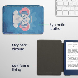 kwmobile Étui Compatible avec Amazon Kindle (2022/2024) Coque - Étui à Rabat magnétique Tablette eReader Similicuir - Bleu Clair