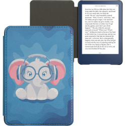 kwmobile Étui Compatible avec Amazon Kindle (2022/2024) Coque - Étui à Rabat magnétique Tablette eReader Similicuir - Bleu Clair