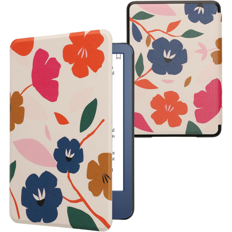 kwmobile Étui Compatible avec Amazon Kindle (2022/2024) Coque - Étui à Rabat magnétique Tablette eReader Similicuir - Fuchsia-Bl