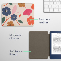 kwmobile Étui Compatible avec Amazon Kindle (2022/2024) Coque - Étui à Rabat magnétique Tablette eReader Similicuir - Fuchsia-Bl