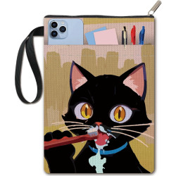 craspire Housse de Protection pour Livre Motif Chat Noir Housse de Protection pour Livre de Poche Couverture Rigide Lavable en T