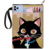 craspire Housse de Protection pour Livre Motif Chat Noir Housse de Protection pour Livre de Poche Couverture Rigide Lavable en T