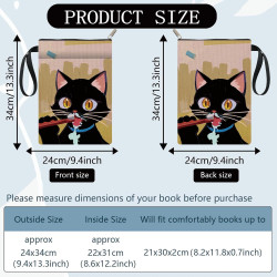 craspire Housse de Protection pour Livre Motif Chat Noir Housse de Protection pour Livre de Poche Couverture Rigide Lavable en T