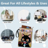 craspire Housse de Protection pour Livre Motif Chat Noir Housse de Protection pour Livre de Poche Couverture Rigide Lavable en T