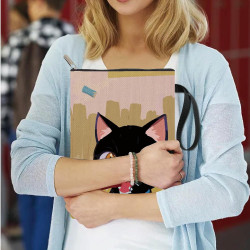 craspire Housse de Protection pour Livre Motif Chat Noir Housse de Protection pour Livre de Poche Couverture Rigide Lavable en T