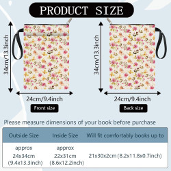 craspire Protège Livres à Fleurs Pochette de Protection Rose à Fleurs pour Livres de Poche Couverture Rigide Lavable en Tissu av