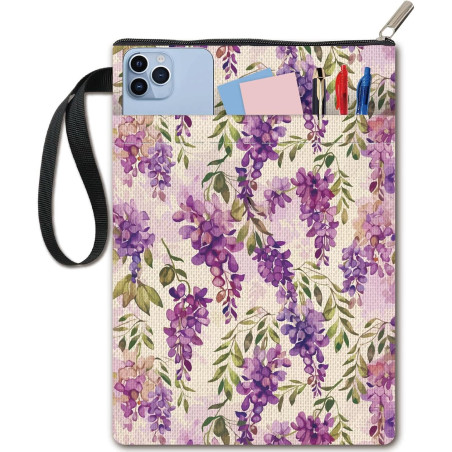 craspire Wisteria Couvertures de Livre Protecteur de Livre de Fleurs Pochette de Livre Violette pour Livres de Poche Protecteur 