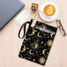 craspire Protège Livres Lune Soleil Étoile Noir pour Livres de Poche Couverture Rigide Lavable en Tissu avec Fermeture Éclair et