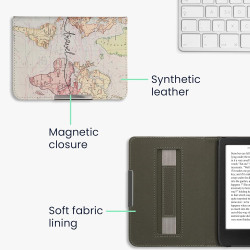 kwmobile Étui Compatible avec Kobo Clara BW/Colour Coque - Étui à Rabat magnétique Tablette eReader Similicuir avec Sangle - Noi