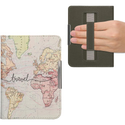 kwmobile Étui Compatible avec Kobo Clara BW/Colour Coque - Étui à Rabat magnétique Tablette eReader Similicuir avec Sangle - Noi