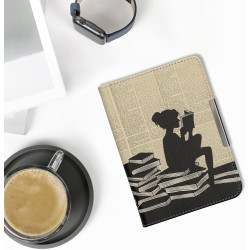 Kwmobile étui compatible avec kobo clara bw/colour coque - étui à rabat magnétique tablette ereader similicuir avec sangle - noi