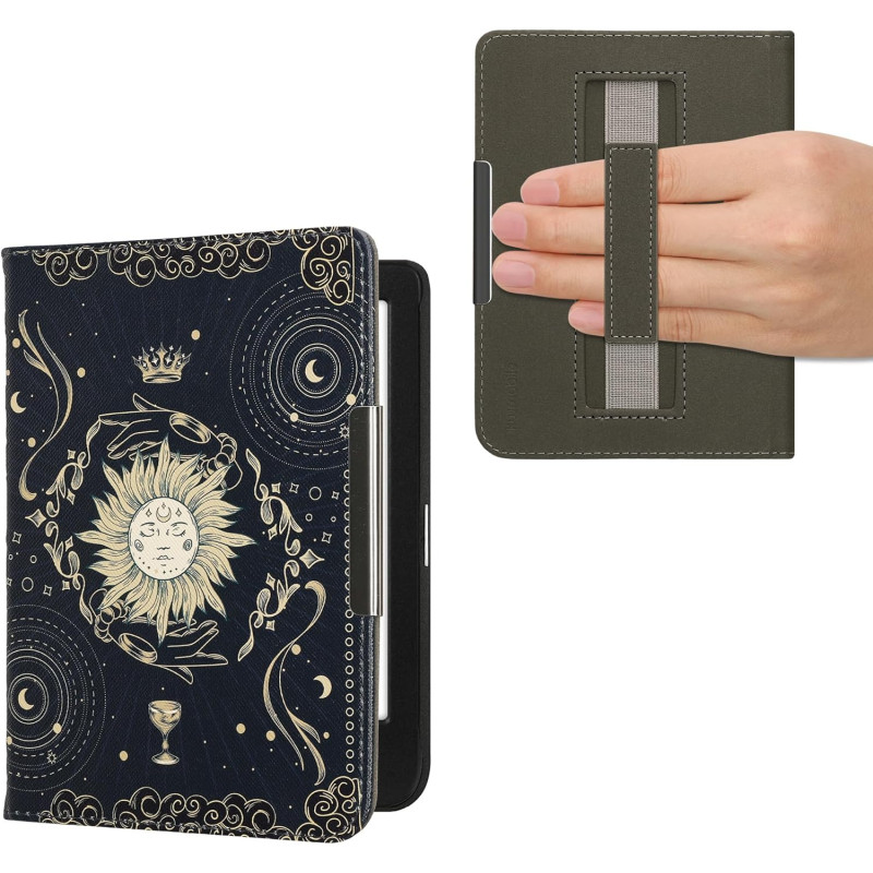 kwmobile Étui Compatible avec Kobo Clara BW/Colour Coque - Étui à Rabat magnétique Tablette eReader Similicuir avec Sangle - Ble
